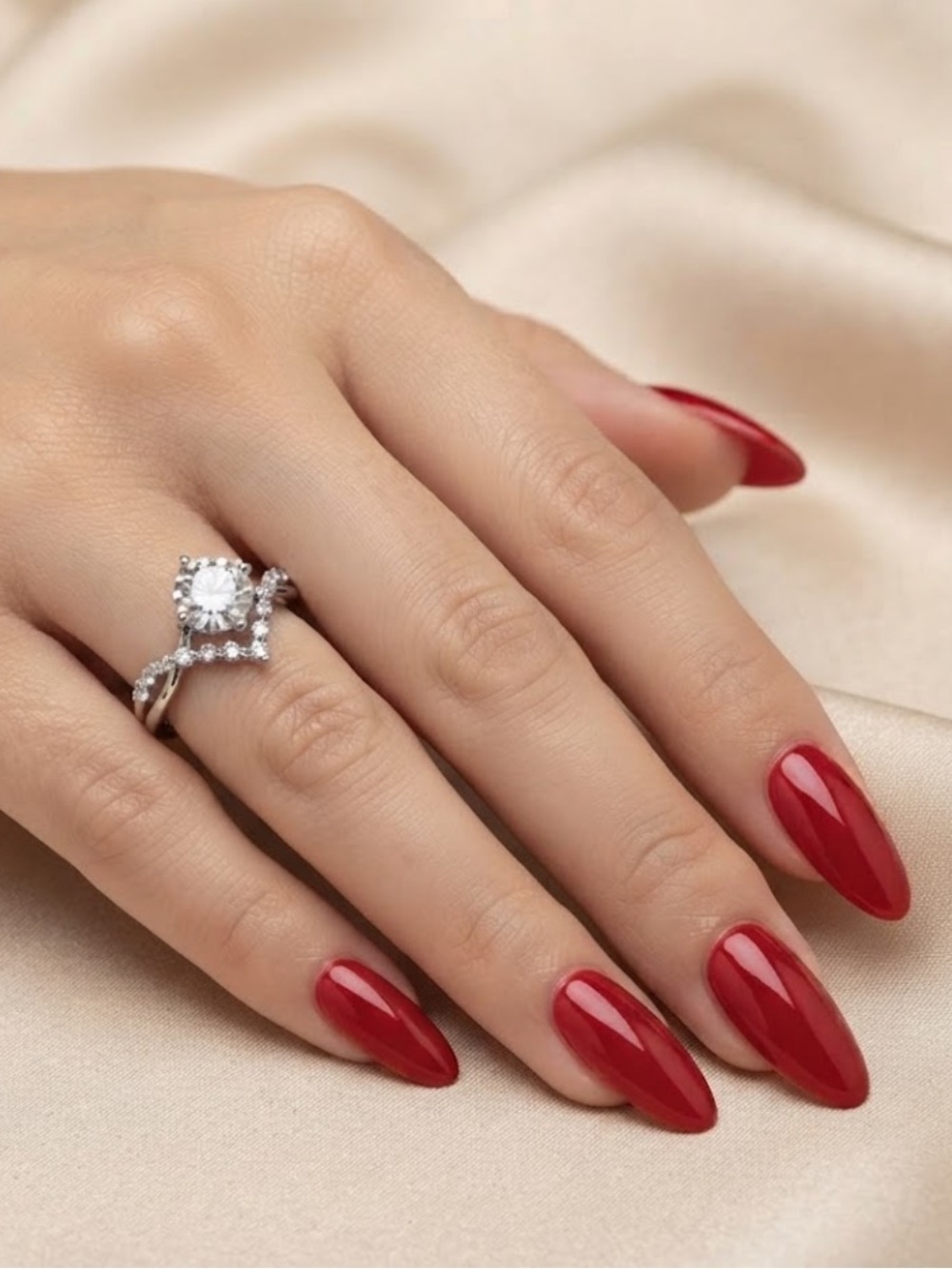 14K Gold Plated Halo Engagement Ring with Moissanite Center Stone Adjustable